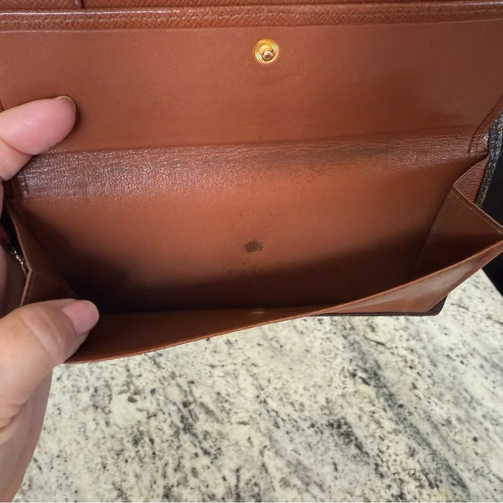 Louis Vuitton LV Monogram Long Wallet Checkbook Vintage Authentic Designer Lux